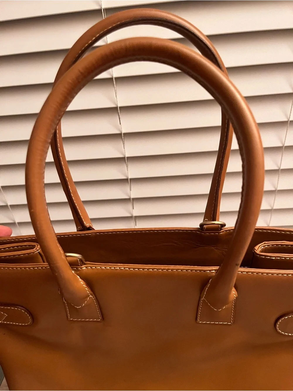 💫Vintage 💫SISO Select Made in Italy Cognac Leather Tote Shoulder Bag-USED ONCE